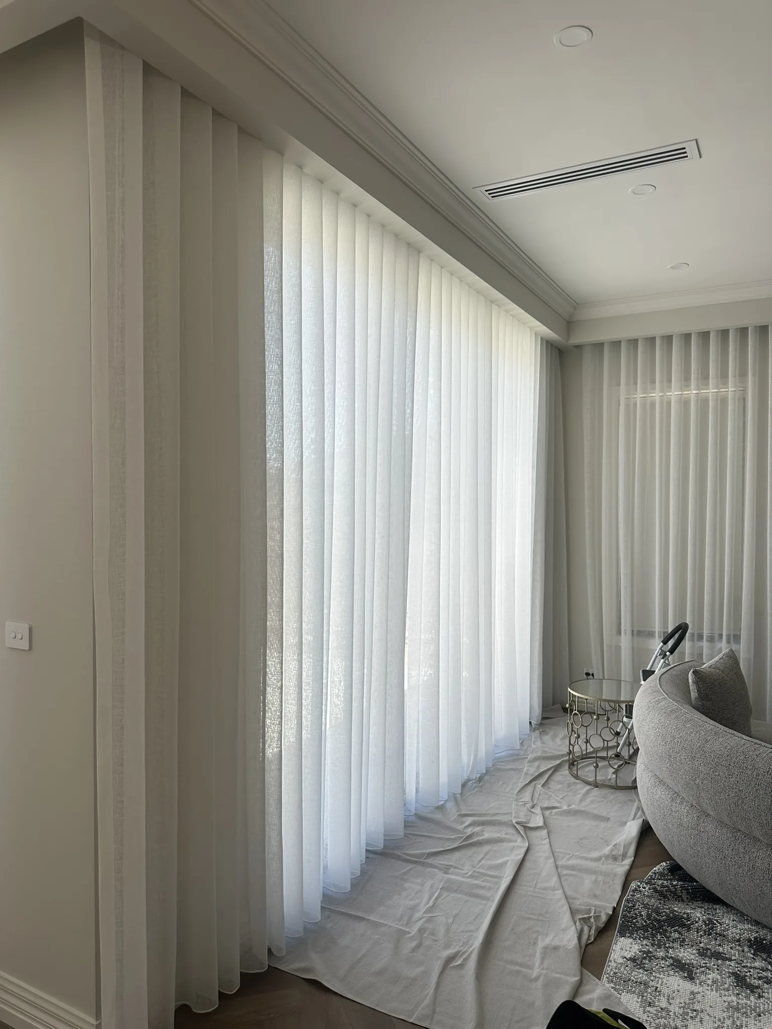 Living/Dining Room Tint & Sheer Curtain Installation detail 5